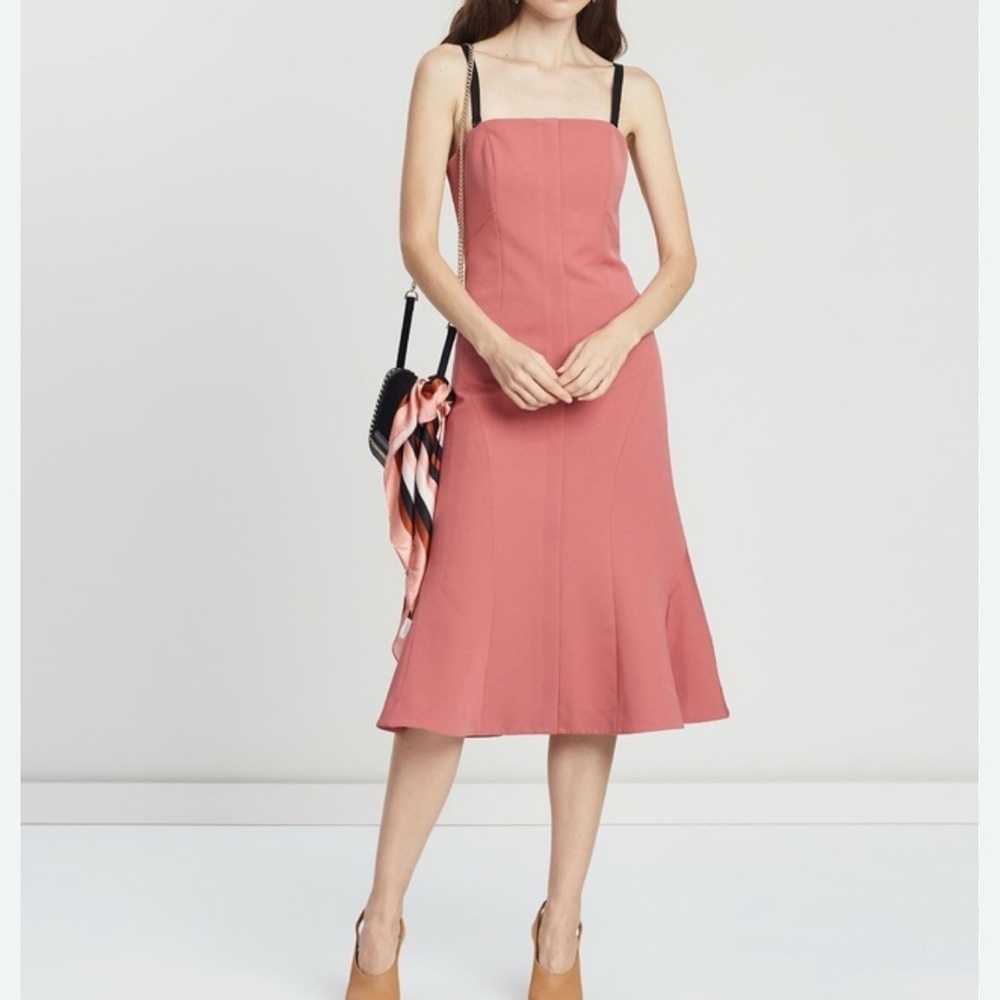 Saba Krystal bustier dusty pink midi dress